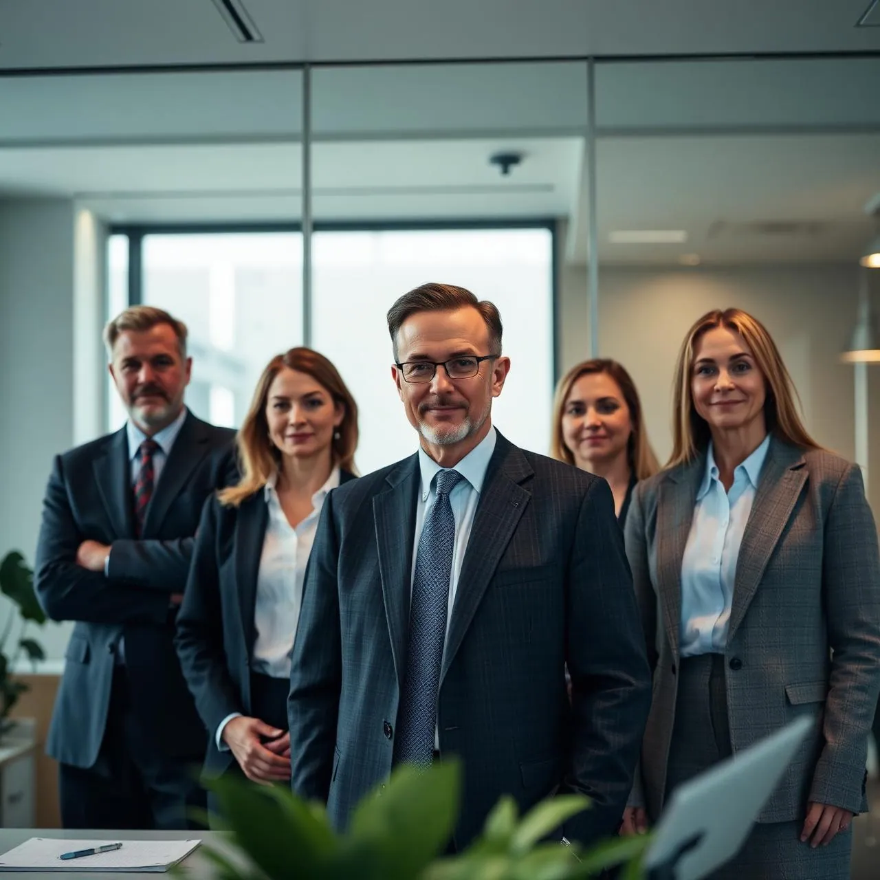 Seriöses Management-Team in moderner Büroumgebung